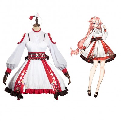 Genshin Impact Yae Miko Cosplay Lolita Kostüm Karneval Originell Kleid Halloween