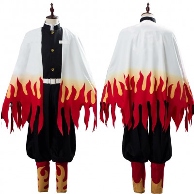 Blade of Demon Destruction Kyojuro Rengoku Kostüm Set Cosplay Kostüm Carnival Halloween
