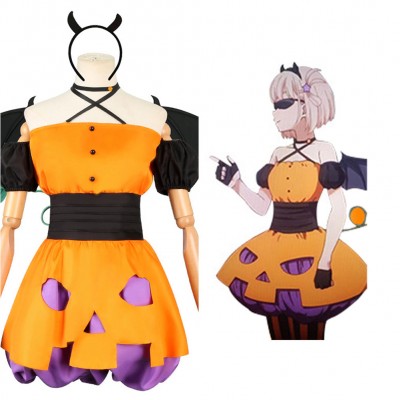 Nishikigi Chisato Cosplay Lycoris Recoil Kostüm Karneval Pumpkin Kleid Halloween