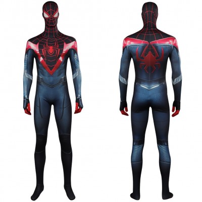 SpiderMan 2 Black Spider Overall Cosplay Jumpsuit Miles Morales Karmeval Outfits Carnival Halloween