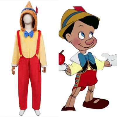 Kinder Pinocchio Jumpsuit Nachtwäsche Karneval Originell Pyjamas Cosplay Kostüm Carnival Halloween