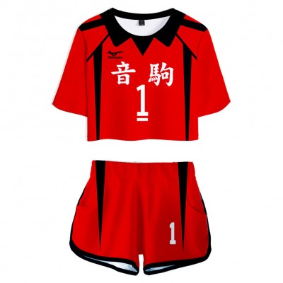 Nu 1 Kuroo Tetsurou Volleyball!! Nekoma High School Uniform Oberteil Shorts Damen Kostüm Cosplay Kostüm Carnival