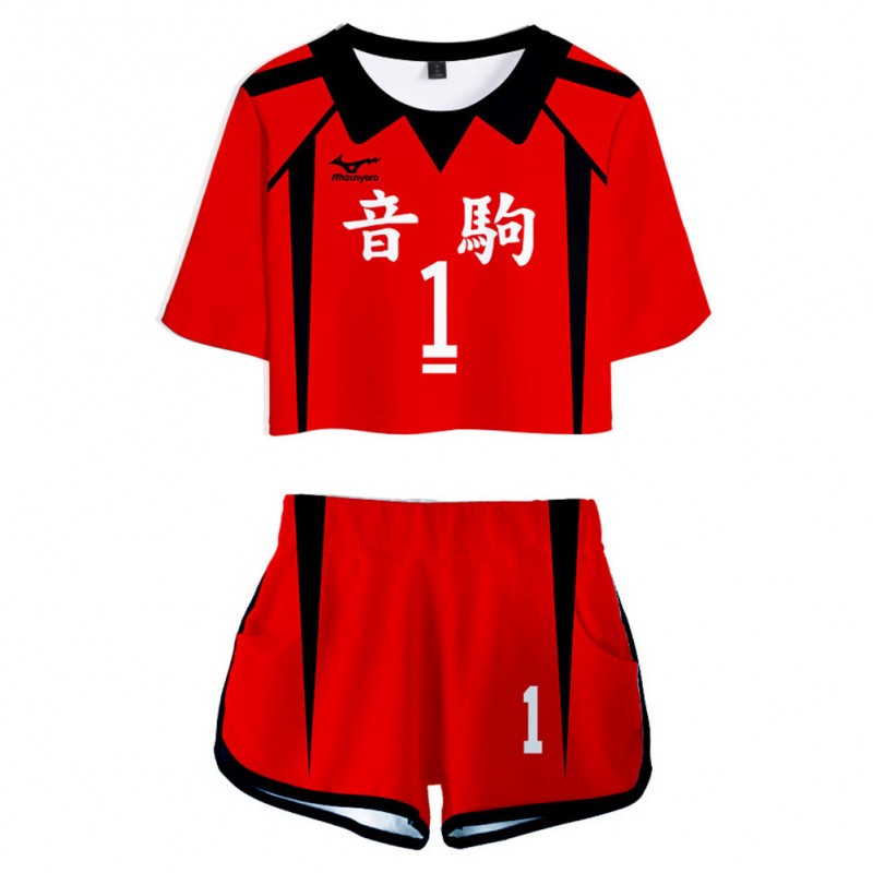 Nu 1 Kuroo Tetsurou Volleyball!! Nekoma High School Uniform Oberteil Shorts Damen Kostüm Cosplay Kostüm Carnival