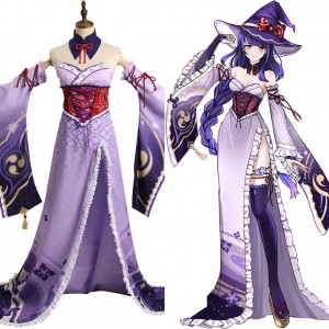 Genshin Impact Raiden Shogun Witch Outfits Karneval Originell Kleid Cosplay Kostüm Carnival Halloween
