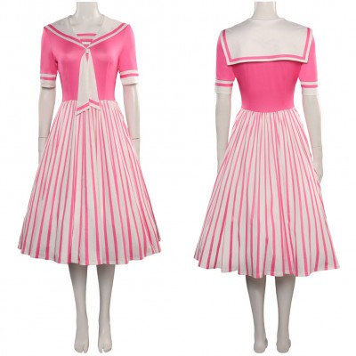 Film Barbie 2023 Skipper rosa gestreift Kleid Karenval Outfits Cosplay Kostüm Carnival Halloween