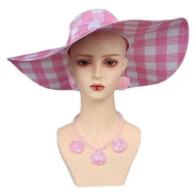 Barbie 2023 Margot Robbie Barbie Sonnenschutzkappe Halskette Ohrring Cosplay Requisite