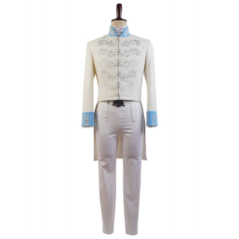 Cinderella 2015 Film Prinz Charming Kit Uniform Anzug Kostüm Cosplay Weiß Carnival Halloween