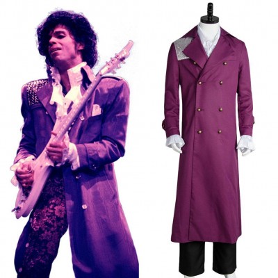 Prince Rogers Nelson Purple Rain Coat Full Set Kostüm Cosplay Lila Halloween