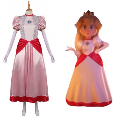 Prinzessin Peach Kleid The Super Mario Bros. Movie Karneval Kostüm Cosplay Kostüm Halloween